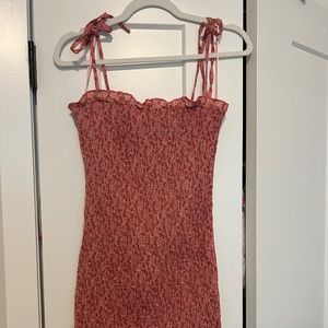 Mini scrunchie pink floral dress tie straps
